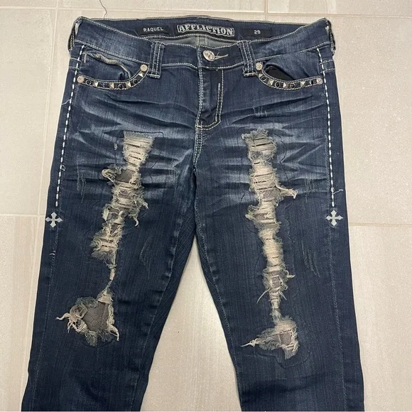 Affliction Raquel Skinny Women’s Jeans Size 29 - Distressed - Picture 2 of 16